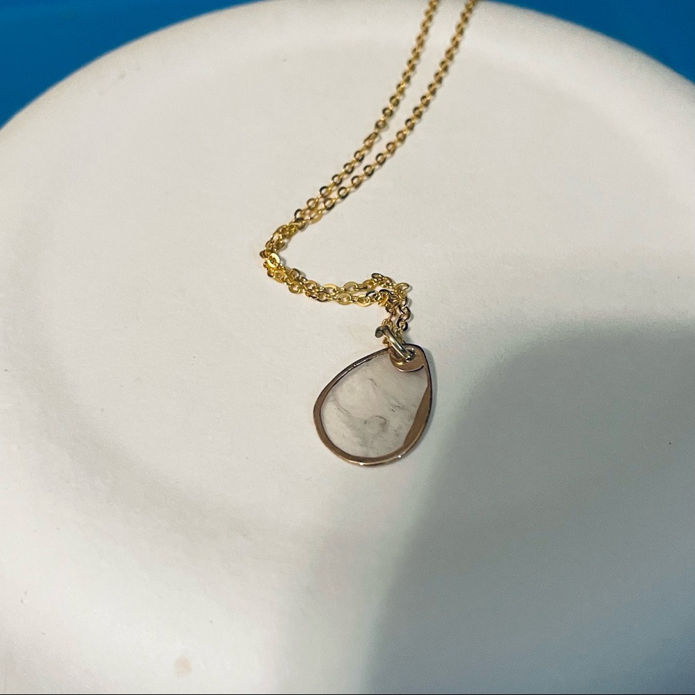 New 14k Gold S925 Silver Natural Mother Of Pearl Shell Water Droplet Necklace - Picture 13 of 15
